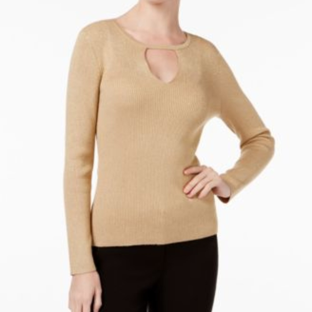 3 for $20 I.N.C. Petite Cutout Sweater Gold